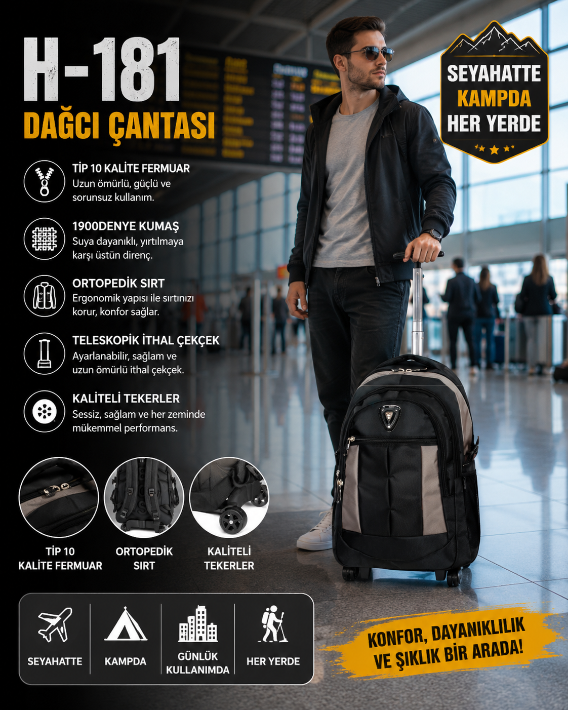 H 181 ÇEKÇEKLİ SIRT ÇANTASI